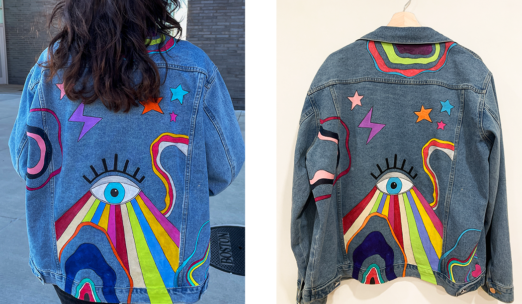 girl with jacket and hand painted denim jacket